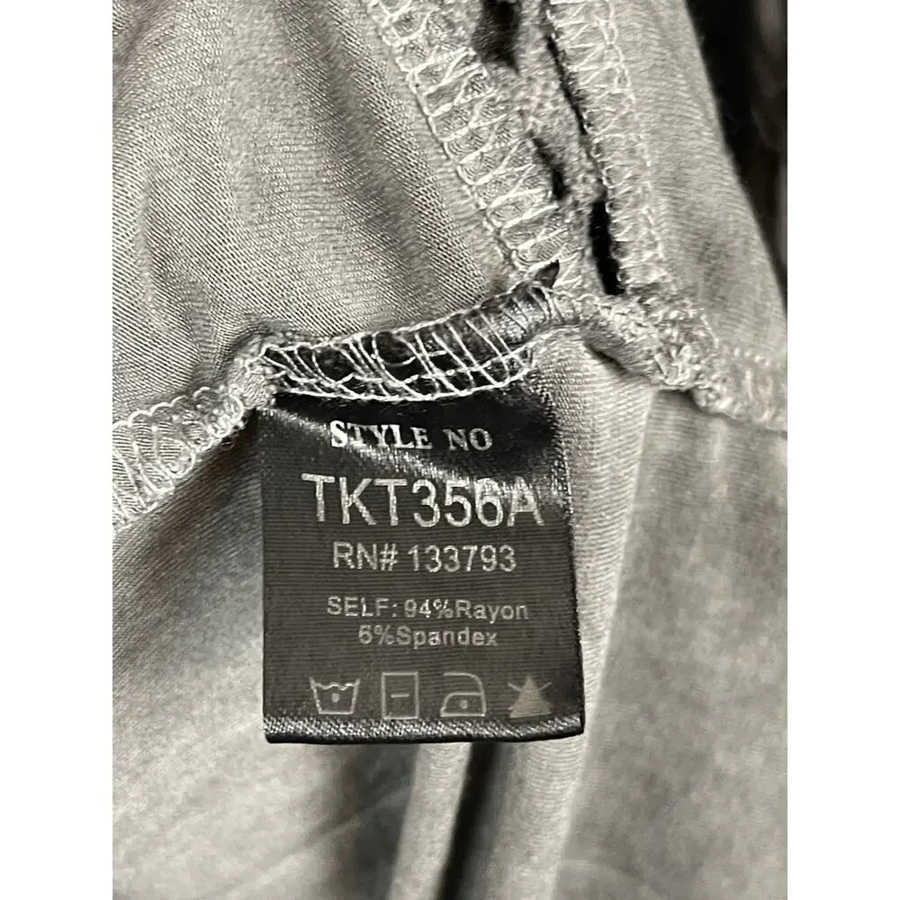 POL Embroidered Lace Trim Blouse Oversize Long-Sleeve lace Cuffs Charol Gray L - Picture 7 of 13